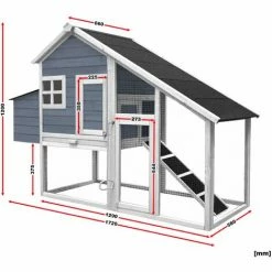 WILTEC Hühnerstall Mit Freilauf Und Nistkasten Fichtenholz 1720x660x1200 Mm Gitter Und Kotwanne Verzinkt -WILTEC SHOP 31464502 4