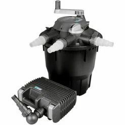 WILTEC Hozelock Bioforce Druckteichfilter Set Für Teiche Bis 12000l, Inkl. Aquaforce 4000l/h, UVC 18W