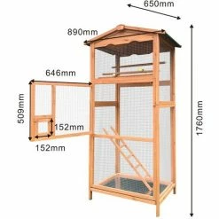 WILTEC Vogelvoliere Aus Holz Vogelkäfig Mit Sitzstangen Vogelhaus Mit Schmutzwanne Tierkäfig Voliere 3 WILTEC Vogelvoliere Aus Holz Vogelkäfig Mit Sitzstangen Vogelhaus Mit Schmutzwanne Tierkäfig Voliere -WILTEC SHOP 3200791 4