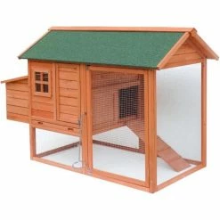 WILTEC Hühnerstall Mit Freilauf Und Erhöhtem Unterschlupf, Aus Fichtenholz Mit Bitumendach 1710x800x1100 Mm