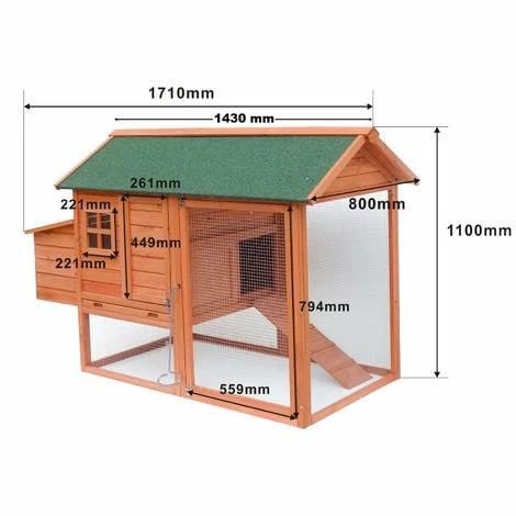 WILTEC Hühnerstall Mit Freilauf Und Erhöhtem Unterschlupf, Aus Fichtenholz Mit Bitumendach 1710x800x1100 Mm 5 WILTEC Hühnerstall Mit Freilauf Und Erhöhtem Unterschlupf, Aus Fichtenholz Mit Bitumendach 1710x800x1100 Mm – Bild 5