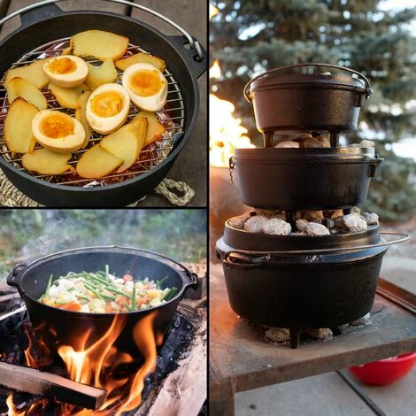 WILTEC Dutch Oven 10l Mit Untersetzer Und Deckelheber, Kochtopf Aus Gusseisen Für Lagerfeuer Und Camping 2 WILTEC Dutch Oven 10l Mit Untersetzer Und Deckelheber, Kochtopf Aus Gusseisen Für Lagerfeuer Und Camping – Bild 2