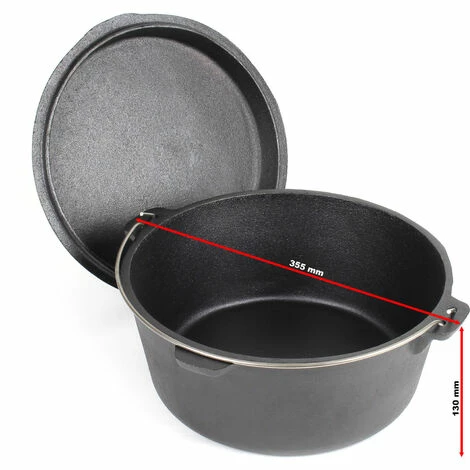 WILTEC Dutch Oven 10l Mit Untersetzer Und Deckelheber, Kochtopf Aus Gusseisen Für Lagerfeuer Und Camping 5 WILTEC Dutch Oven 10l Mit Untersetzer Und Deckelheber, Kochtopf Aus Gusseisen Für Lagerfeuer Und Camping – Bild 5