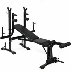 WILTEC Kraftstation Hantelbank Bis 200kg Klappbar Arm- Und Beincurler Trainingsbank Mit Langhantelablage