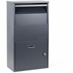 WILTEC Paketbox Grau 41x22x75cm Standbriefkasten Paketkasten Für Zuhause Postbox Pakete Und Briefe
