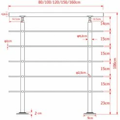 WILTEC Treppengeländer Edelstahl 5 Querstäbe 140cm Brüstung Handlauf Geländer Treppe 7 WILTEC Treppengeländer Edelstahl 5 Querstäbe 140cm Brüstung Handlauf Geländer Treppe -WILTEC SHOP 5448121 3
