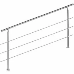 WILTEC Treppengeländer Edelstahl 3 Querstäbe 180cm Brüstung Handlauf Geländer Treppe