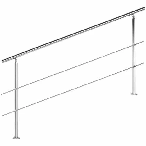 WILTEC Treppengeländer Edelstahl 2 Querstäbe 180cm Brüstung Handlauf Geländer Treppe 1 WILTEC Treppengeländer Edelstahl 2 Querstäbe 180cm Brüstung Handlauf Geländer Treppe