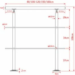 WILTEC Treppengeländer Edelstahl 2 Querstäbe 180cm Brüstung Handlauf Geländer Treppe 7 WILTEC Treppengeländer Edelstahl 2 Querstäbe 180cm Brüstung Handlauf Geländer Treppe -WILTEC SHOP 5448206 3
