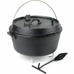 WILTEC Dutch Oven 12l Mit Untersetzer Und Deckelheber, Kochtopf Aus Gusseisen Für Lagerfeuer Und Camping -WILTEC SHOP 56990300 3