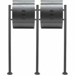 WILTEC Briefkasten Set Wandbriefkasten V18 Anthrazit Pulverbeschichtet Doppelt
