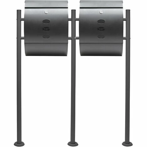 WILTEC Briefkasten Set Wandbriefkasten V18 Anthrazit Pulverbeschichtet Doppelt 1 WILTEC Briefkasten Set Wandbriefkasten V18 Anthrazit Pulverbeschichtet Doppelt
