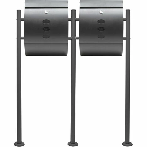 WILTEC Briefkasten Set Wandbriefkasten V18 Anthrazit Pulverbeschichtet Doppelt 2 WILTEC Briefkasten Set Wandbriefkasten V18 Anthrazit Pulverbeschichtet Doppelt – Bild 2