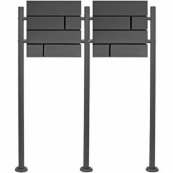 WILTEC Briefkasten Set Wandbriefkasten V15 Anthrazit Pulverbeschichtet Doppelt