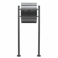 WILTEC Briefkasten Set Wandbriefkasten V18 Anthrazit Pulverbeschichtet Einfach