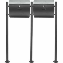 WILTEC Briefkasten Set Wandbriefkasten V17 Anthrazit Pulverbeschichtet Doppelt