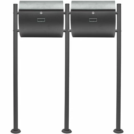 WILTEC Briefkasten Set Wandbriefkasten V17 Anthrazit Pulverbeschichtet Doppelt 2 WILTEC Briefkasten Set Wandbriefkasten V17 Anthrazit Pulverbeschichtet Doppelt – Bild 2