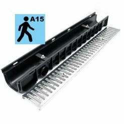 WILTEC Entwässerungsrinne 4x1m Abdeckrost 1,5t Verzinkt Ablaufrinne Abwasserrinne Abwasser -WILTEC SHOP 8034013 5